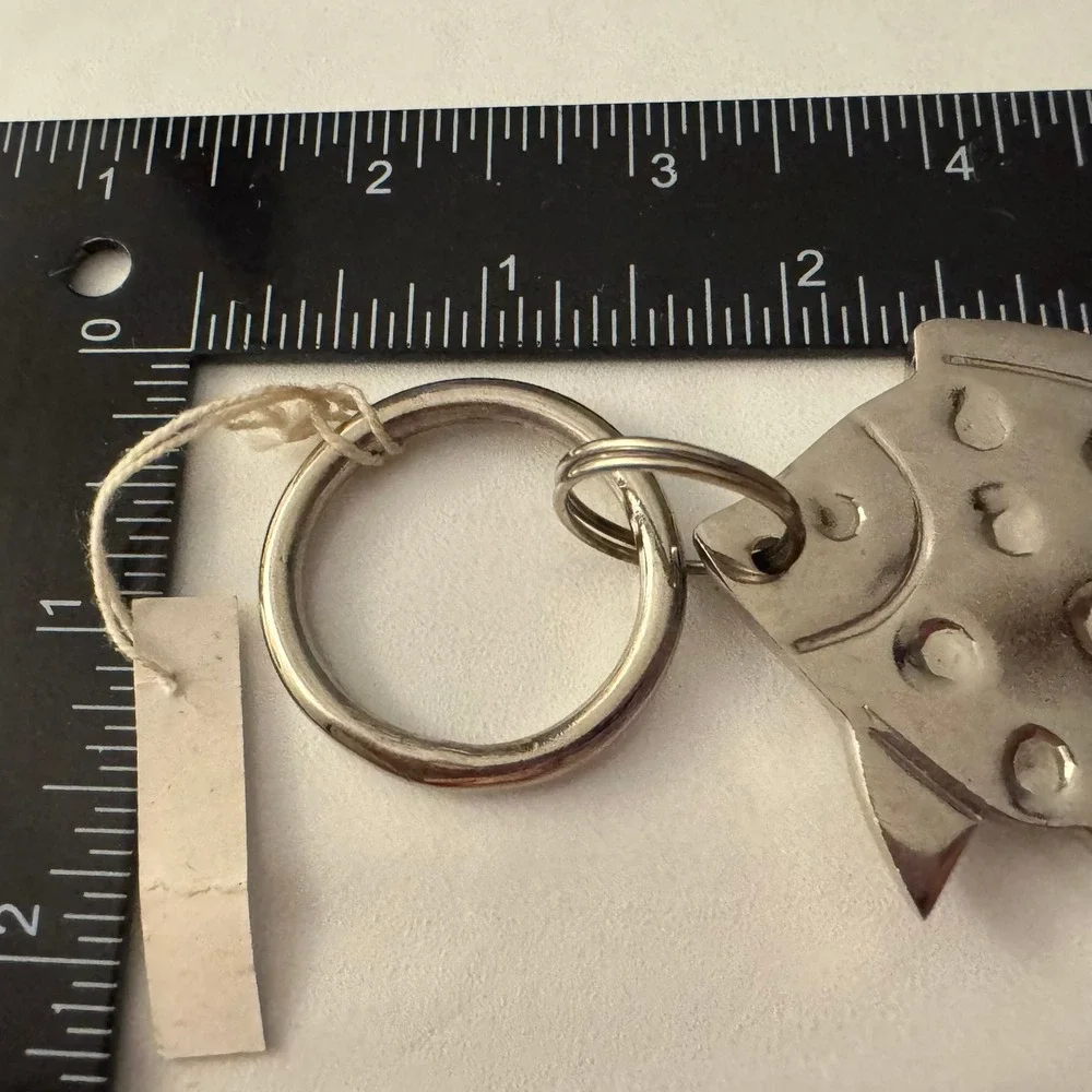 Crate &‎ Barrel Fish Keychain Metal Silver Tone Novelty Collectible